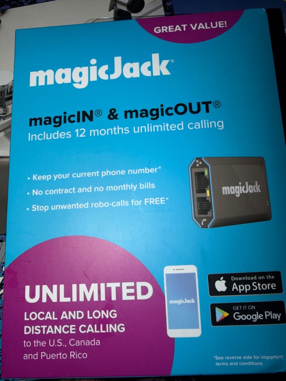 Magic magicJack Voice Adapter - Blue with Purple Accent